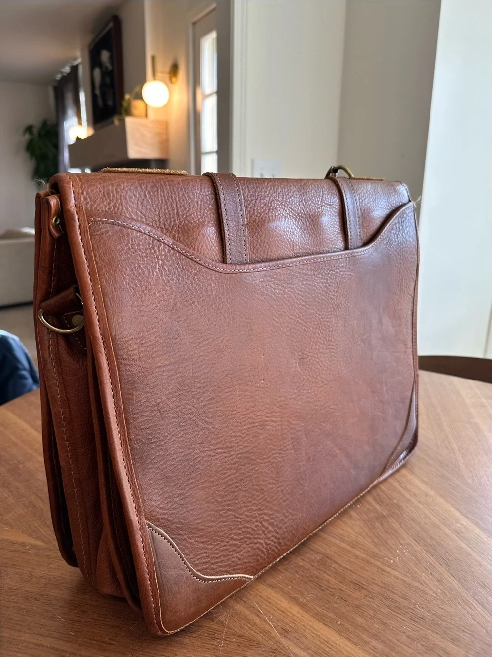 Orvis Chestnut Brown Leather Briefcase with Brass Hardware